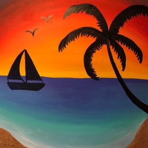 a sunset over a body of water