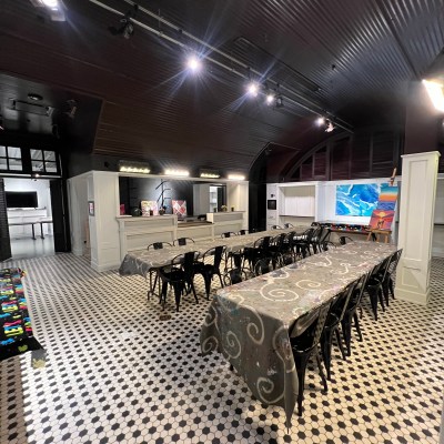 a group of people in a room