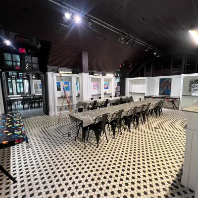 a group of people in a room