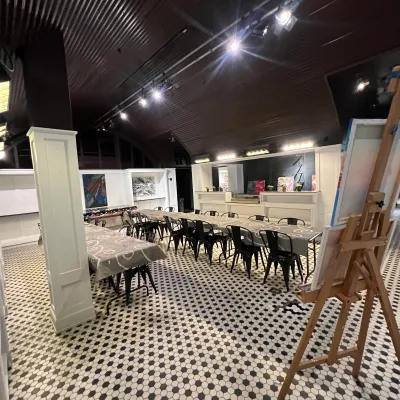 a group of people in a room