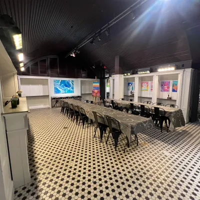 a group of people in a room