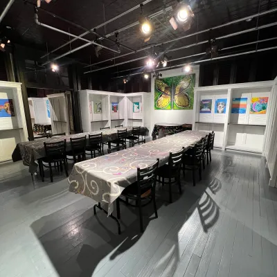 a group of people in a room