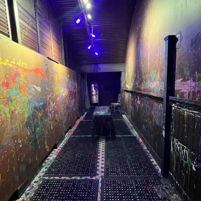 a long bridge in the background