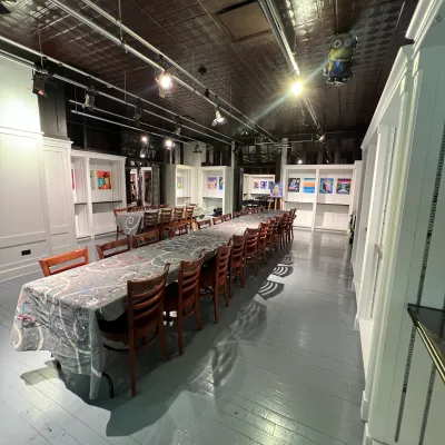 a group of people in a room