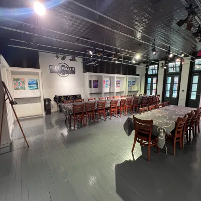 a group of people in a room